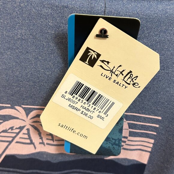 New with Tags - Salt Life Long Sleeve Light Blue UV 30 Shirt - Picture 4 of 5